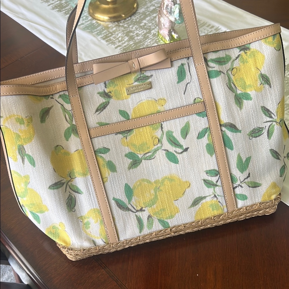 Floral Tote Bag with Yellow and Green Design